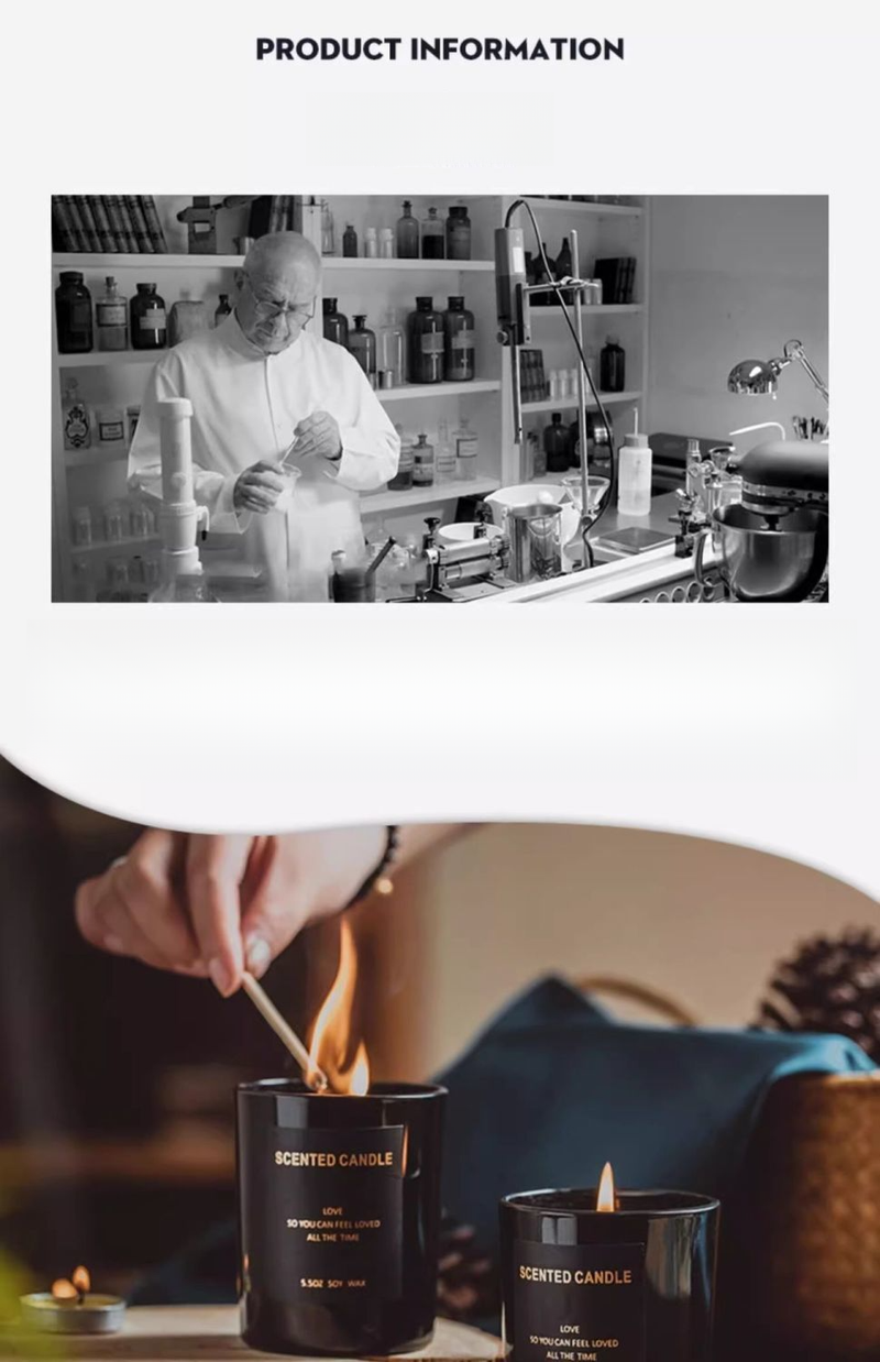 Große Duftkerze mit ätherischen Ölen, rein natürlich, beruhigend fürs Schlafzimmer, Schlafhilfe, langanhaltender Duft, Nischen-High-End_voghion.com