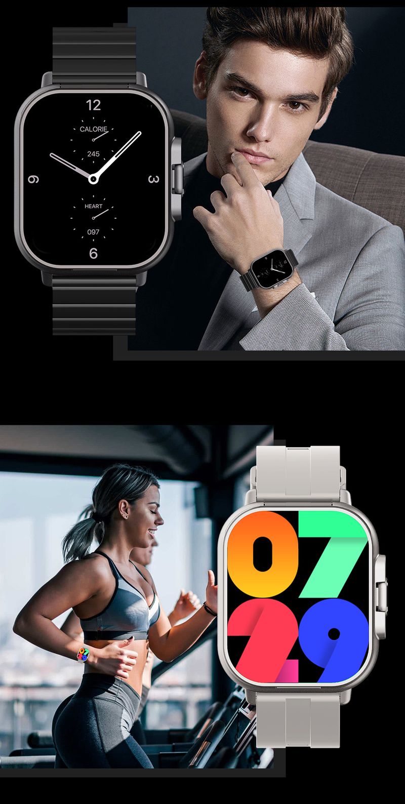 Nosivi uređaji D8 Pametni sat Bluetooth slušalica Dva u jednom Cijeli zaslon Dodir Bluetooth Poziv Sportski sat Otkucaji srca Krvni tlak_voghion.com