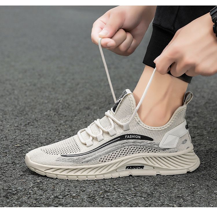 Atmungsaktive Strick-Freizeit-Sneaker für Herren mit rutschfester, weicher Sohle, leichte Mesh-Sommerschuhe für bequemen Gehkomfort, dünne Mesh-Freizeitschuhe_voghion.com