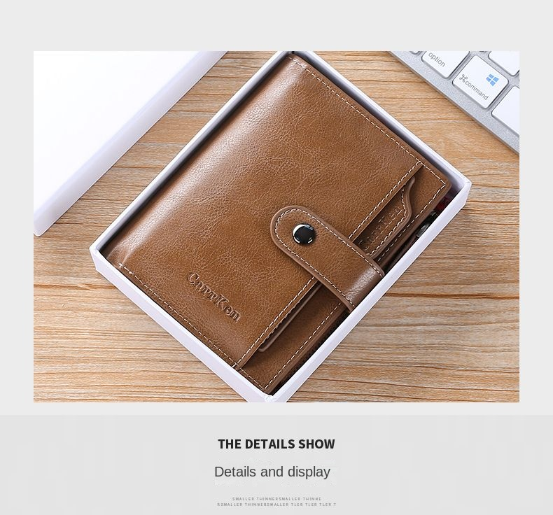 Premium men's wallet Men's short money clip Multi-function card bag zipper driver's license case vertical men's wallet_voghion.com