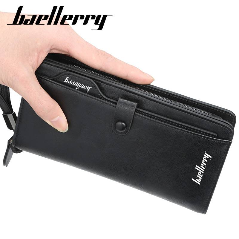 Retro European and American men's long wallet multi-function mobile phone bag high-end handbag_voghion.com