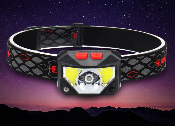 New USB charging warning red LED strong light sensing headlight COB outdoor night fishing waterproof headlight_voghion.com