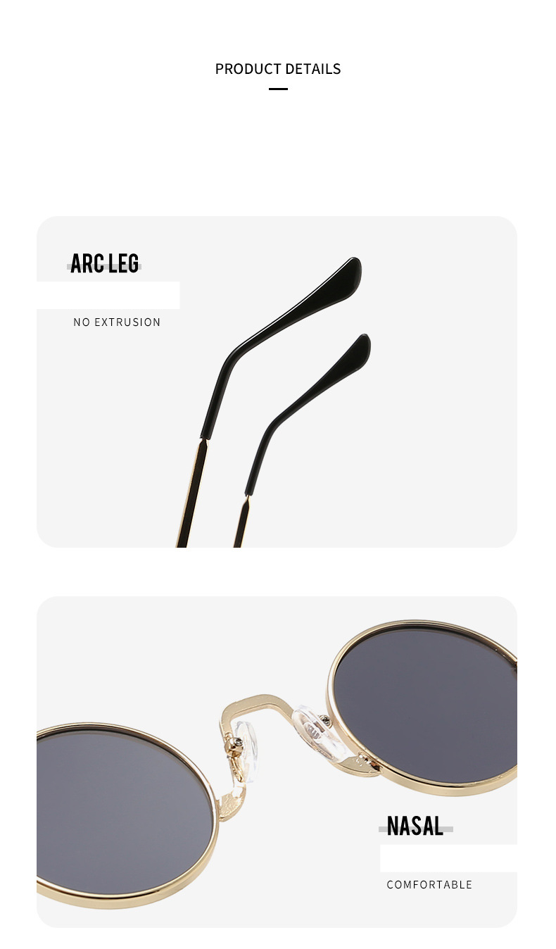 Unisex Prince Mirror Steampunk Retro Kleine runde Sonnenbrille Kleine Sonnenbrille mit kleinem Rahmen_voghion.com