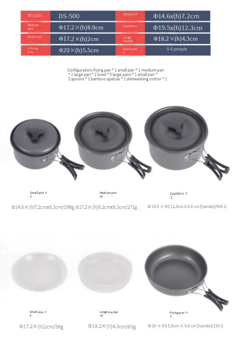 Camping Cookware Set - 5-6 Person Non-Stick Pot & Kettle For Outdoor Picnics & Road Trips (Complete Family Cooking Kit)_voghion.com