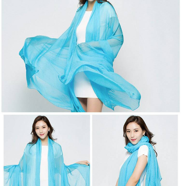 Sciarpa estiva oversize - Scialle da spiaggia in chiffon color puro con texture stropicciata, leggero ed elegante per le donne_voghion.com