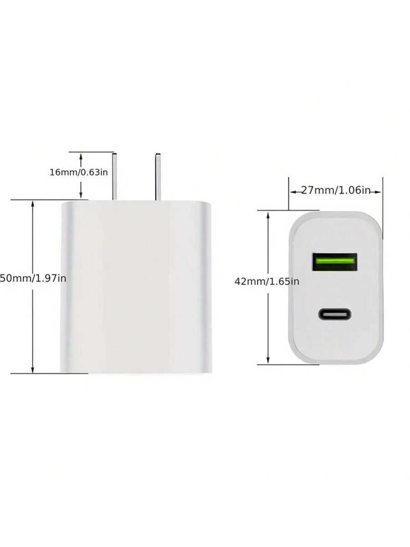 Chargeur rapide blanc pour iPhone 20 W, adaptateur secteur mural, port USB Type C, prise rapide, charge rapide avec câble de données, compatible avec iPhone 16/16 Pro_voghion.com