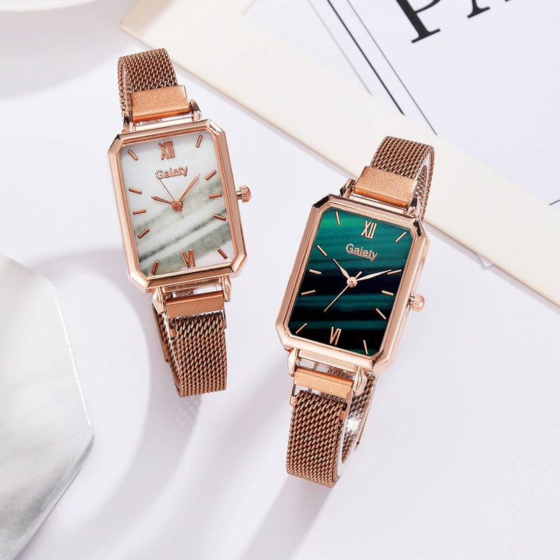 Mode Nieuwe Aankomst Dameshorloge Legering Mesh Riem Klein Groen Horloge Koreaans Modieus Dames Vierkant Quartz Horloge Dameshorloge_voghion.com