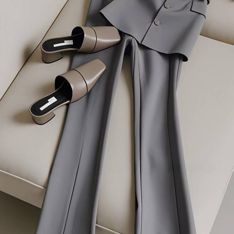 Elegant Summer Office Suit Set - Professional Blazer & Pants Outfit For Women, Breathable Polyester, S-2XL Size Range_voghion.com