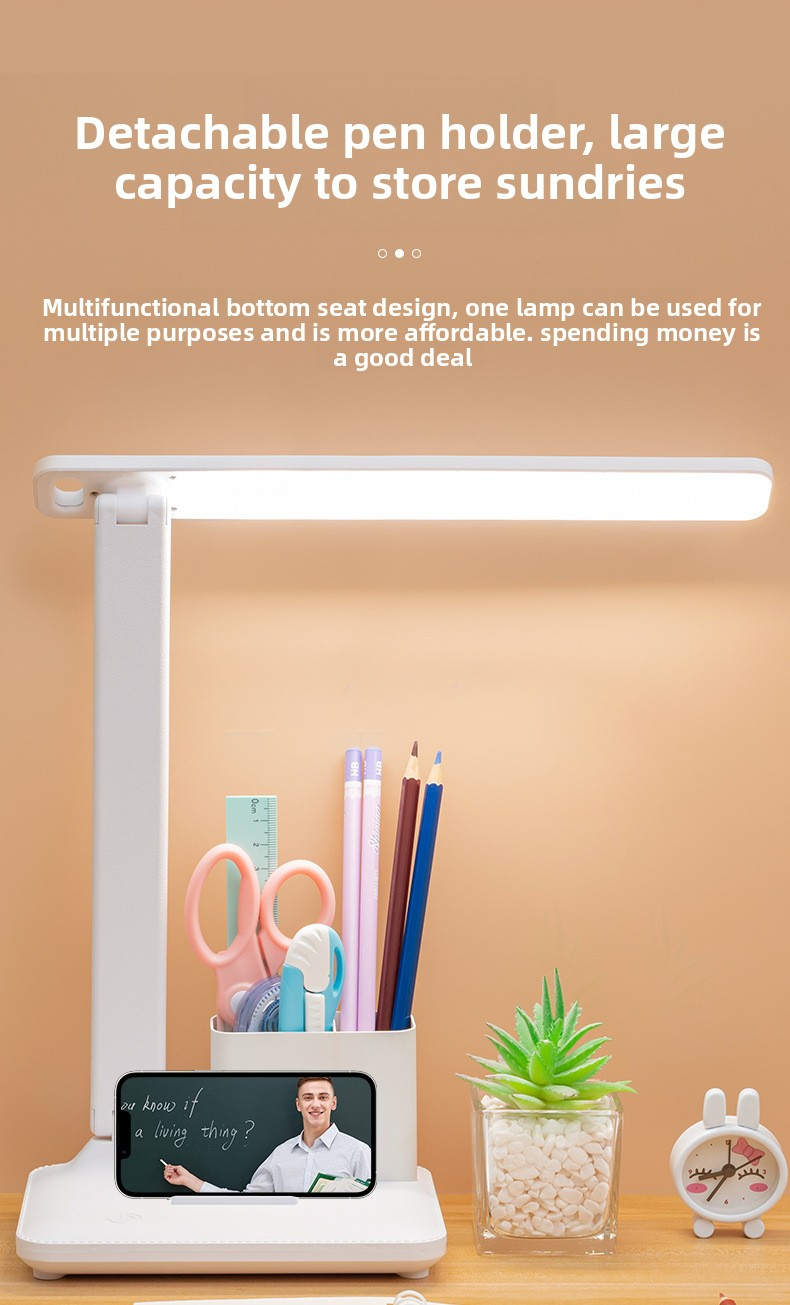 Lampada da scrivania a LED regolabile con controllo touch – Lampada da studio pieghevole per la cura degli occhi (3 modalità colore, ricaricabile tramite USB, rotazione a 360°, certificata CE)_voghion.com