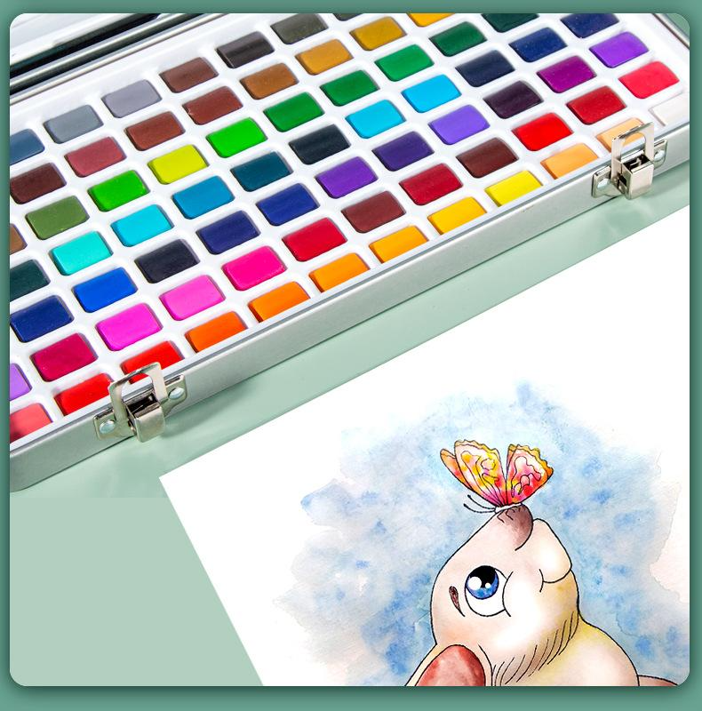 Oil Paints 128 Color Solid Watercolor Paint Set Art Supplies Pearlescent Color Fluorescent Color Candy Color Watercolor Painting_voghion.com