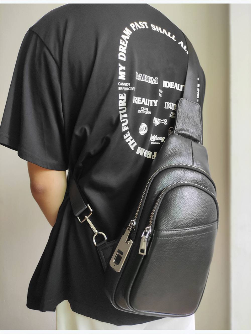 Diebstahlsichere Tasche mit Fingerabdruckschloss, aus hochwertigem Rindsleder, Herren-Umhängetasche mit einer Schulter und Brustgurt, echtes Leder._voghion.com