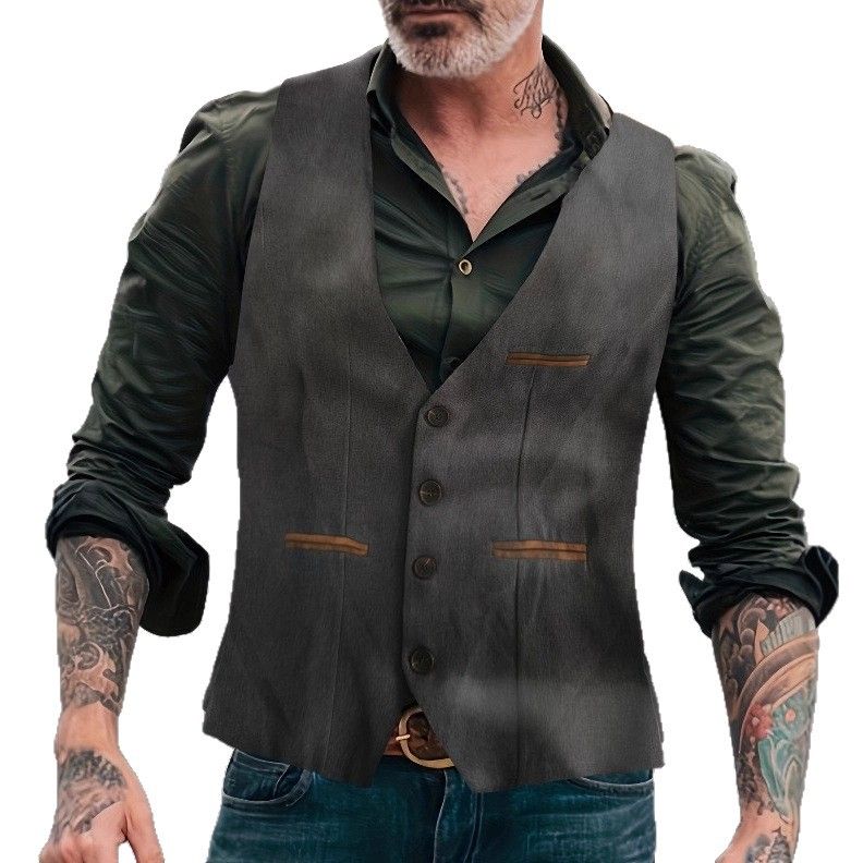Chaleco sin mangas para hombre: estilo europeo y americano, ligero e informal, ideal para otoño e invierno._voghion.com