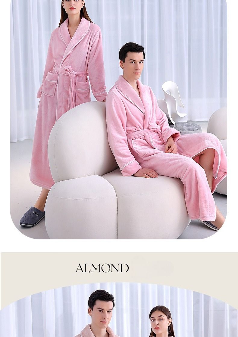 Unterwäsche & Nachtwäsche Herbst und Winter Extra langer und dicker Flanellmantel für Männer und Frauen, extra großer Bademantel aus Korallenvlies_voghion.com