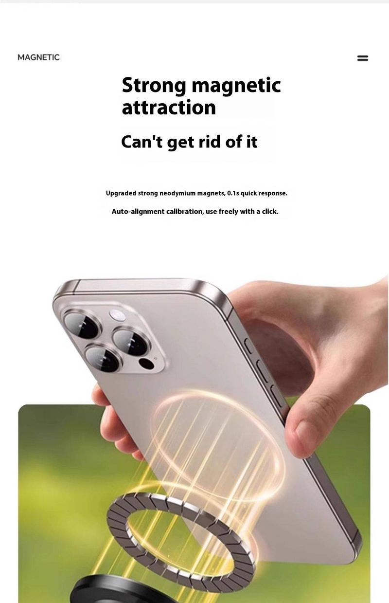 Magnetisches Telefonstativ – 360° drehbarer Selfie-Stick mit faltbarem Ständer für Reisen, Flugzeug und Schreibtisch (Schwarz, 3-in-1-Clip/Griff/Halterung)_voghion.com