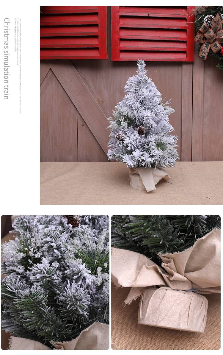 Mini Flocked Christmas Tree With Snowfall Effect – 30cm/40cm/50cm/60cm Realistic Pine Tabletop Decor For Home & Retail Displays_voghion.com