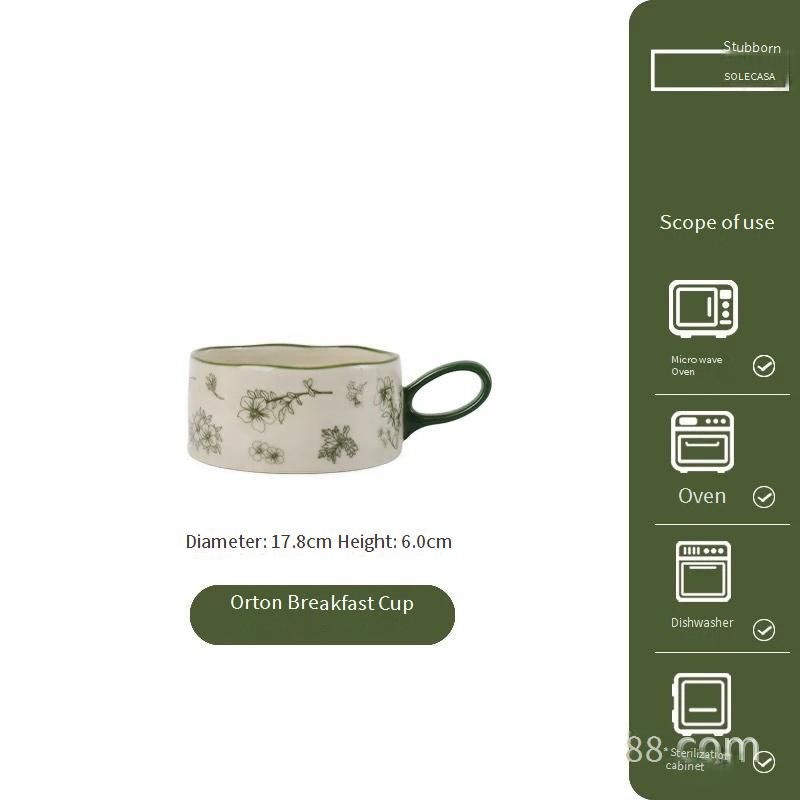 Elegant Ceramic Dinnerware Set - Floral Green Timeless Collection, Microwave Safe Bowl Plate Cup Gift Box For Home Dining_voghion.com