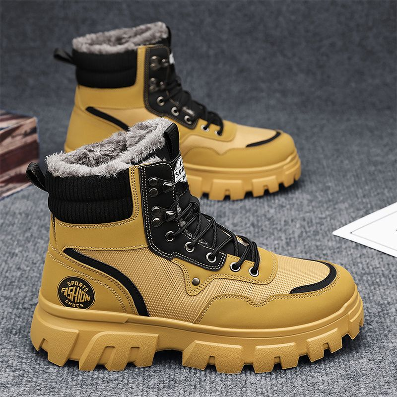 Herfst- en winternieuwe hoge katoenen herenschoenen met suède platform Martin Mid-tube mode-laarzen_voghion.com
