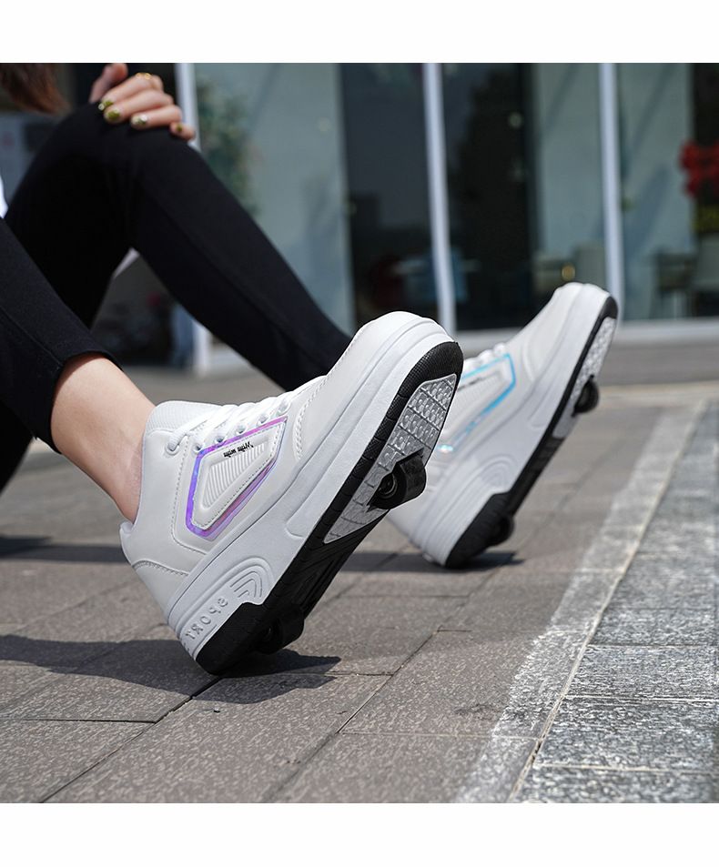 Neu Zweirädrige Flash-Schuhe Jungen Mädchen Rollschuhe Erwachsene Speed Skating Sneakers Abnehmbare Kinder_voghion.com