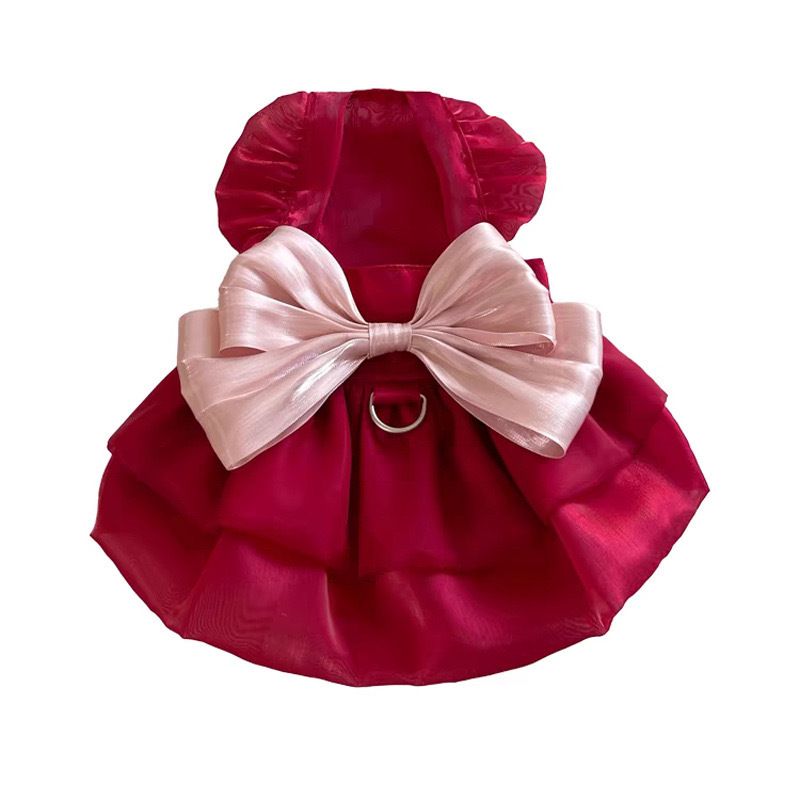 Frühling Sommer Hund Derella Prinzessin Kleid Katze Bichon Fliegen Ärmel Bowknot Malteser Teddy_voghion.com