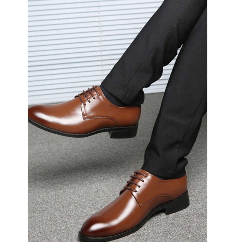 Scarpe da sposa basse, traspiranti, da uomo, in pelle, formali, con lacci, a punta, da uomo, taglia grande_voghion.com