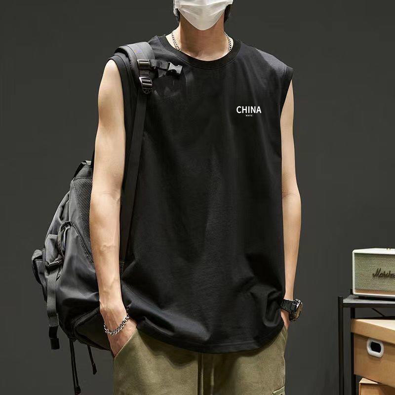 Débardeur de sport à grandes épaules 2025d, nouveau t-shirt d'entraînement ample sans manches pour hommes, à séchage rapide, à manches courtes, été 2024_voghion.com
