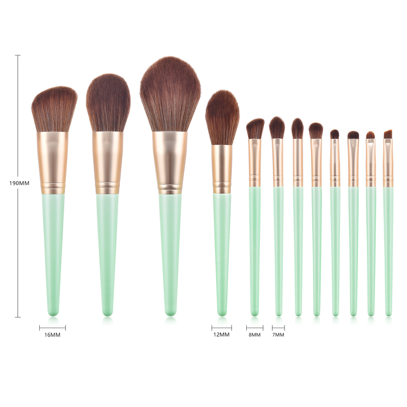 12-teiliges Make-up-Pinsel-Set Yuncai Green Beauty Puderpinsel Rougepinsel Make-up-Tools GUJHUI_voghion.com