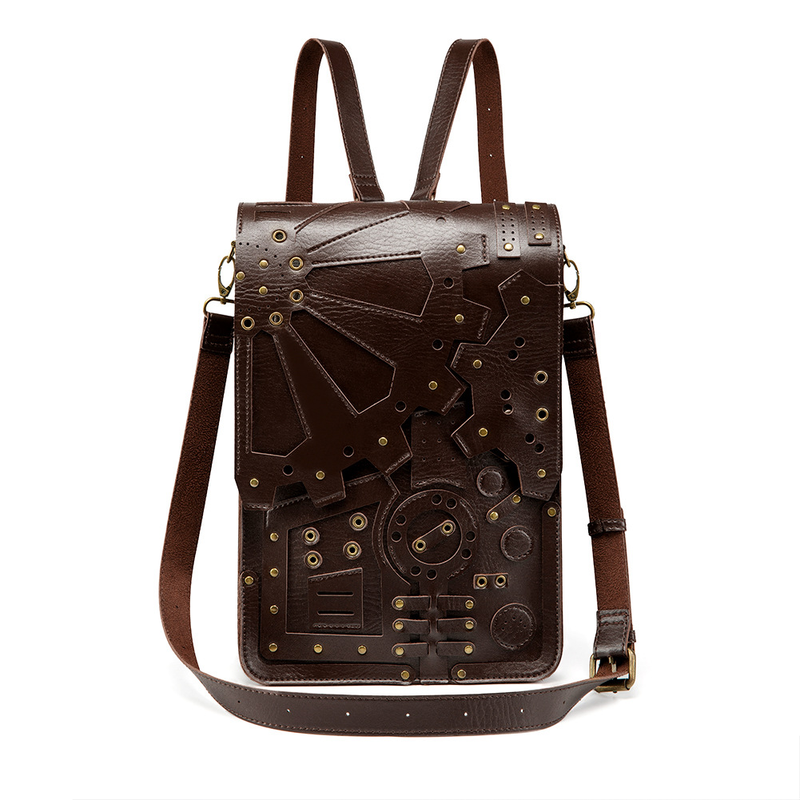 Steampunk Retro Gear Backpack Women's Schoolbag Shoulder Crossbody Bag_voghion.com