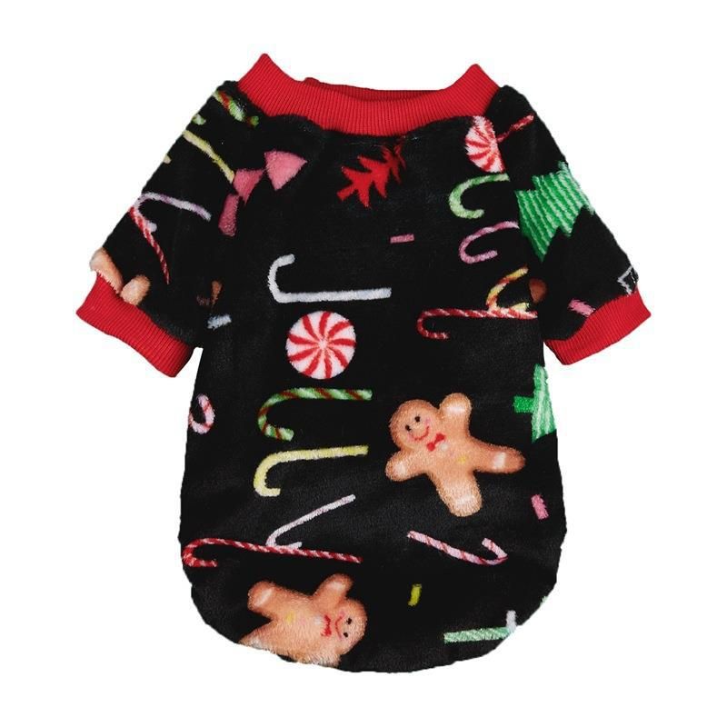 New Christmas Outfit Snowman Snow Pattern Print Warm Dog Pullover Two-Legged Fleece Clothing Accessory_voghion.com