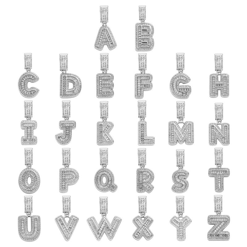 Collana hip hop rock sugar square zirconio ciondolo lettera inglese moda hip hop uomo e donna lettera collana personalità alla moda_voghion.com