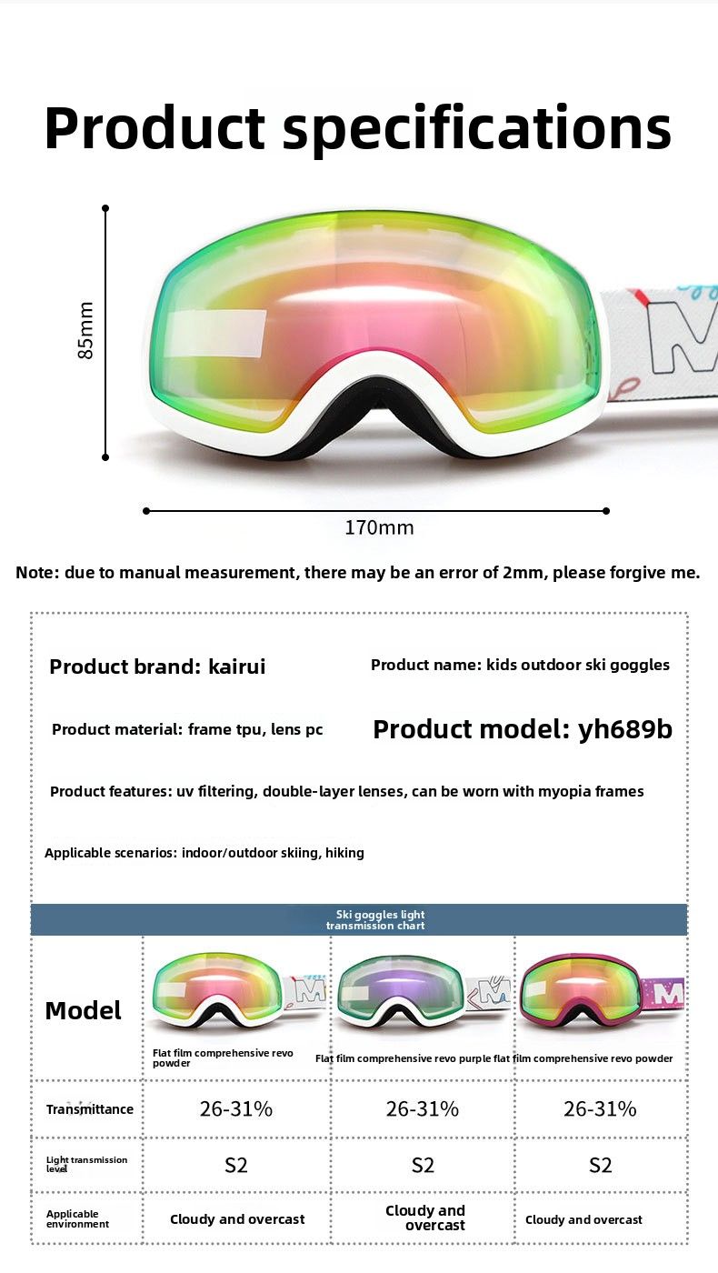 Óculos de esqui infantis esféricos com dupla camada antiembaçante, para crianças de 6 a 14 anos._voghion.com