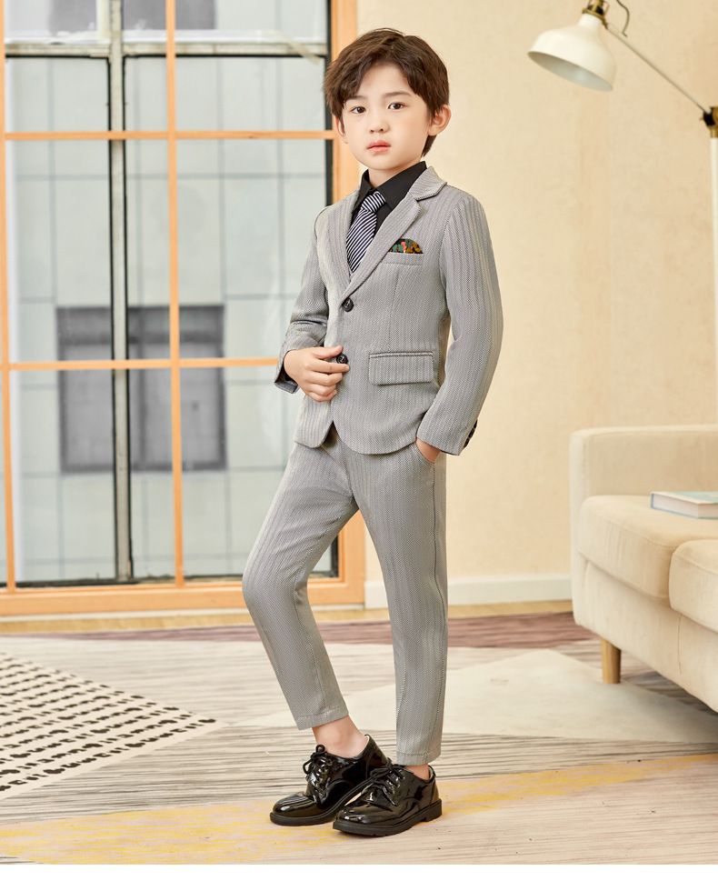 Terno de jaqueta para meninos, terno infantil de outono e inverno, roupas infantis, terno de anfitrião de florista de casamento, roupas infantis médias e grandes_voghion.com