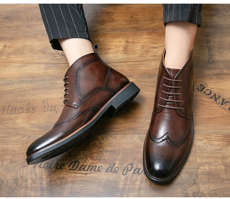 Chukka snörning för män mode ankelstövlar Casual Oxfords Skinnskor med vingspets Bekväma_voghion.com