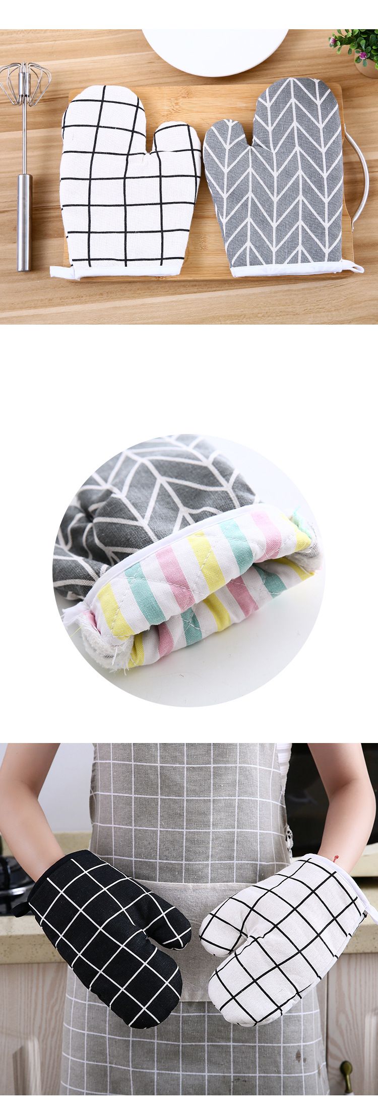 Verdickte, hochtemperaturbeständige, hitzebeständige und verbrühungshemmende Handschuhe zum Backen in der Küche, in der Mikrowelle und im Backofen, Spezialwerkzeuge_voghion.com