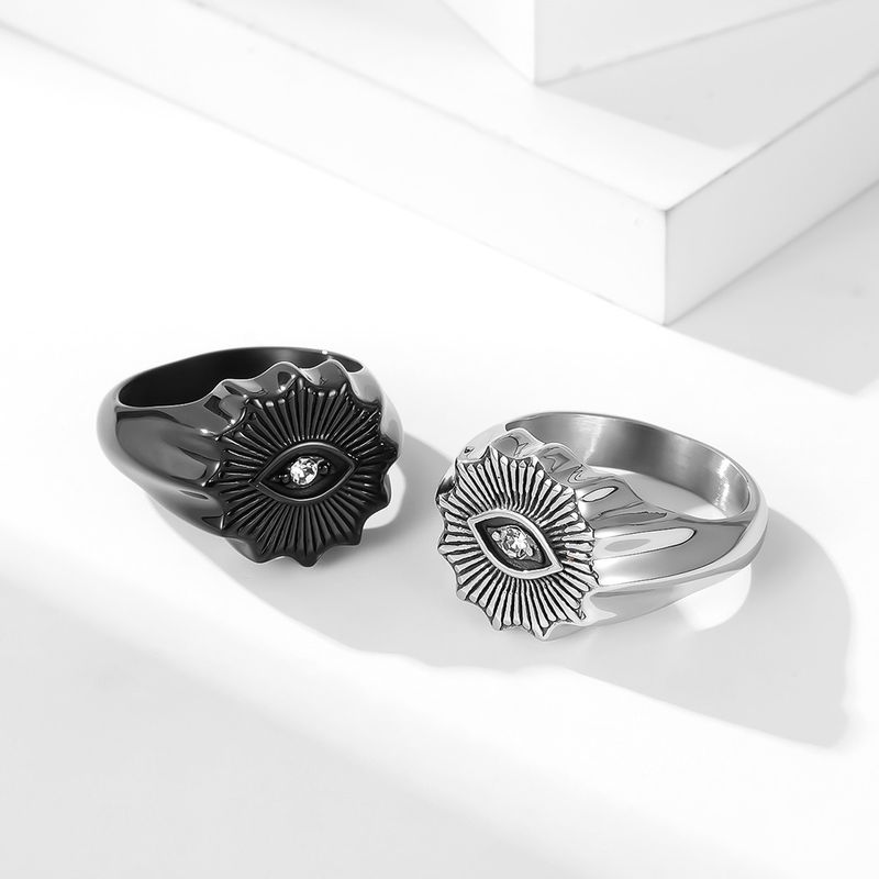 Anello da uomo in acciaio inossidabile con occhio in stile retrò, anello di nicchia neutro freddo in acciaio al titanio con occhio a lacrima_voghion.com
