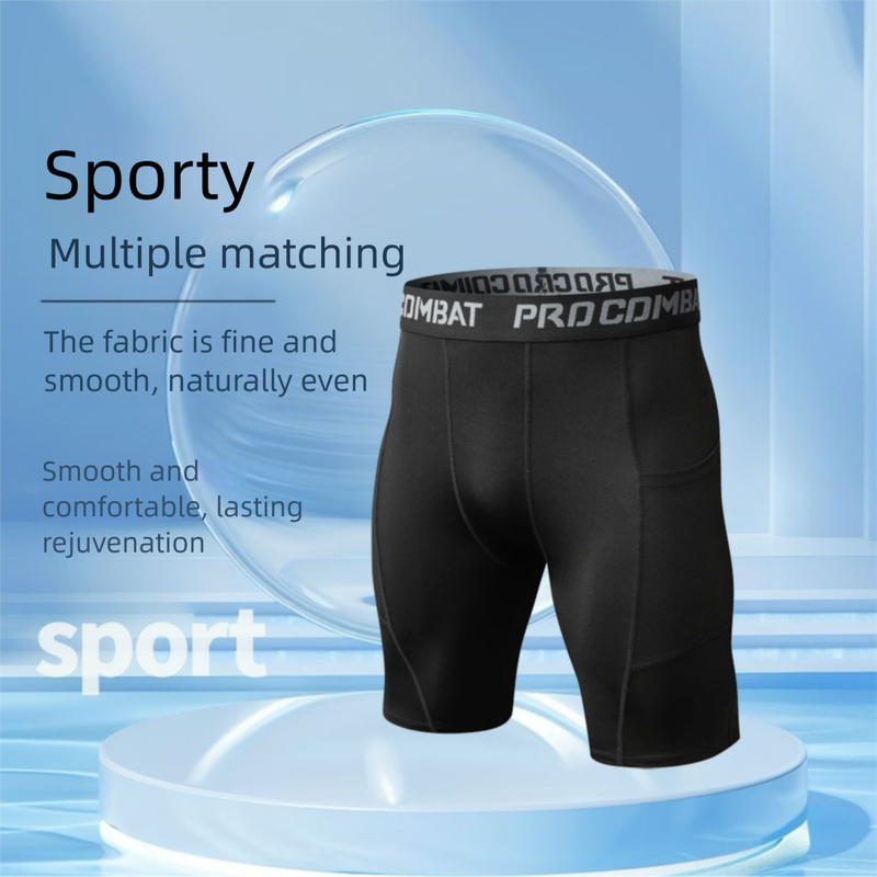 New Men's Five-Point Tight-Fitting Colorful Pocket High Elastic Sp Track And Field Running Basketball Compression_voghion.com