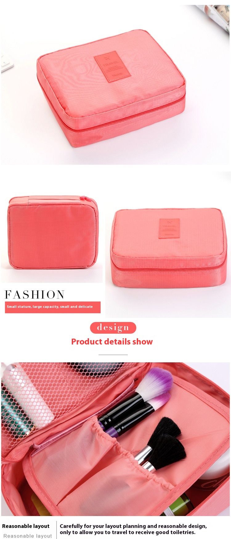 Trousse de toilette de voyage de grande capacité version coréenne de deuxième génération, trousse de maquillage, sac de rangement portable, sac carré multifonctionnel_voghion.com