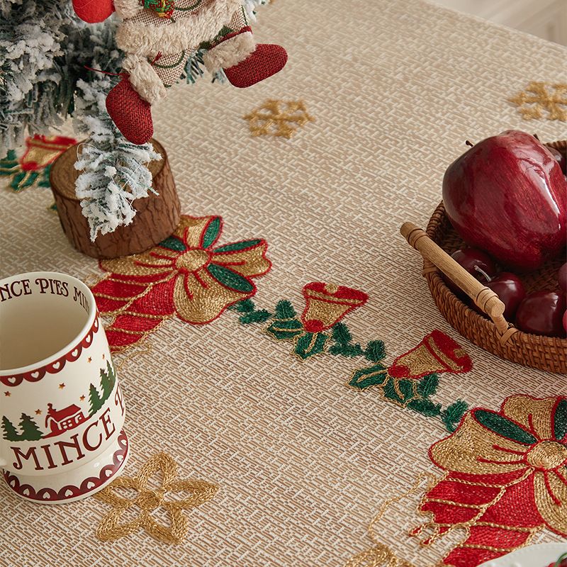 Ensemble de nappes de Noël – Housse de table brodée avec 10 motifs festifs (polyester, infroissable, lavable en machine)_voghion.com