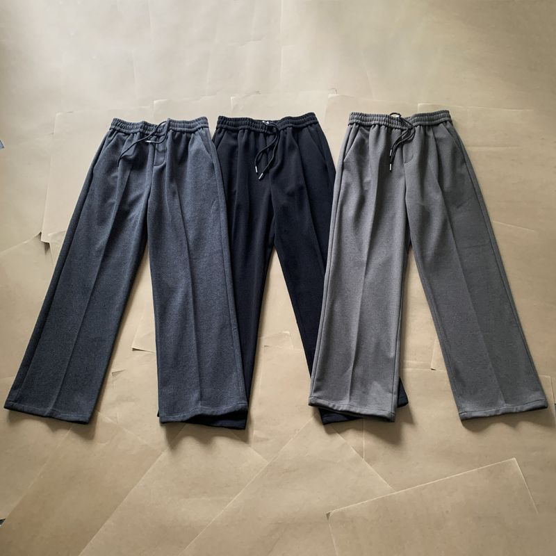 Moška oblačila, volnene odebeljene hlače v stilu Old Money, široke, mehke, lepljive, pletene, ravne, čiste_voghion.com