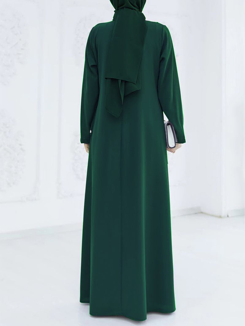 Gonna lunga semplice da donna, con scollo rotondo, ampia, a trapezio, a maniche lunghe, in pizzo, per il commercio estero in Medio Oriente_voghion.com