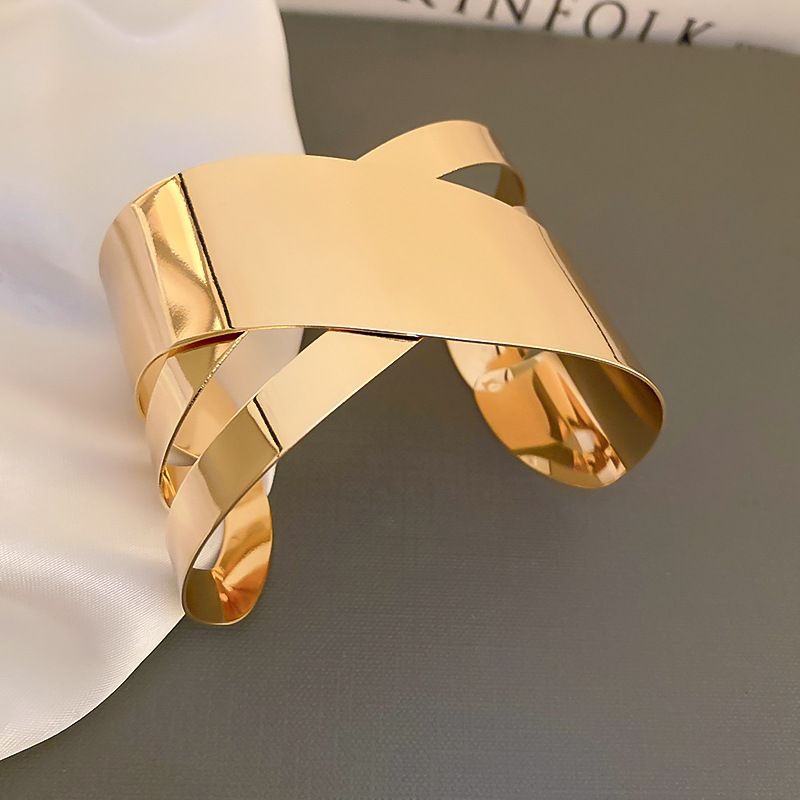 Braccialetto geometrico multistrato in metallo dal design esagerato, anello da braccio con stile cool, gioielli di lusso leggeri per_voghion.com