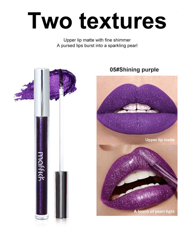 Brillo labial Maffik Metal Lápiz labial líquido Brillo labial de Halloween Maquillaje de taza antiadherente Brillo labial perlado_voghion.com
