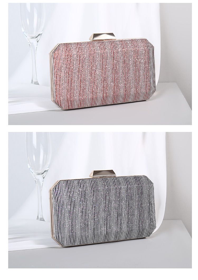 Pochette élégante vintage en polyuréthane avec doublure en satin – Sac de soirée structuré à fermeture à cliquet pour les fêtes et les occasions spéciales (Rouge/Violet/Rose/Argent/Champagne)_voghion.com