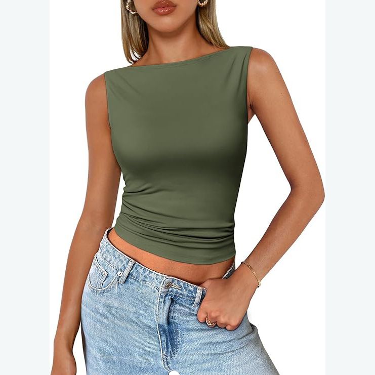 Vêtements pour femmes, pulls, bretelles, sans manches, vêtements d'extérieur, col carré, gilet, vêtements d'intérieur féminins, haut Dopamine_voghion.com