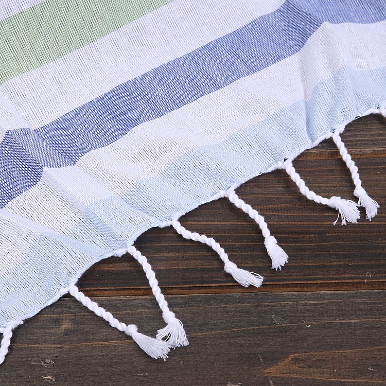 Turkish Colored Bath Towel Tassel Striped Yarn Dyed Beach Cotton Bath Towel_voghion.com
