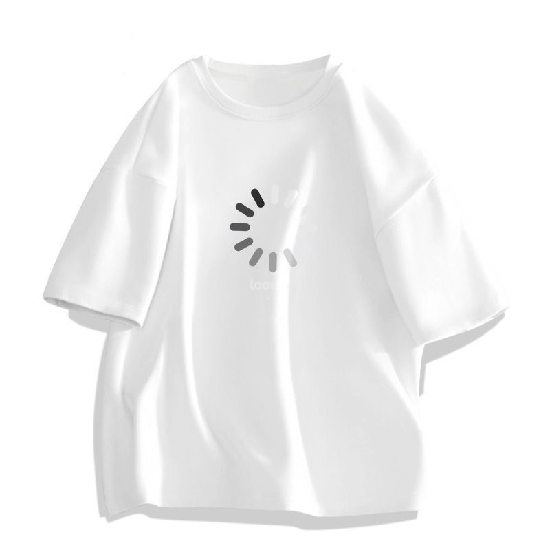 Loading funny text on pure cotton short sleeved 2024 new personalized summer t-shirt trendy high-end Korean version_voghion.com