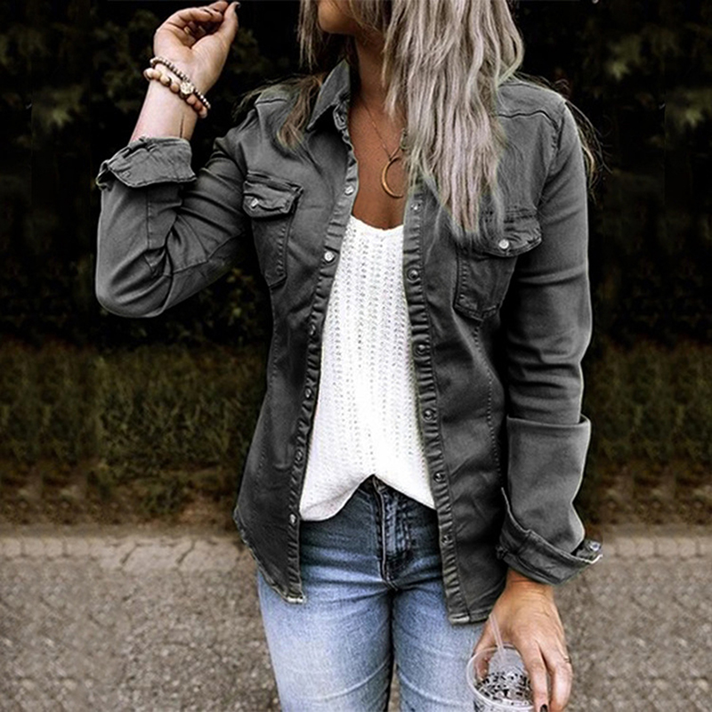 Women Fashion Cool Coats Denim Shirt Spring And Autumn Thin Bottoming Shirt Jacket Fashion Coat For Ladies 2023 New_voghion.com