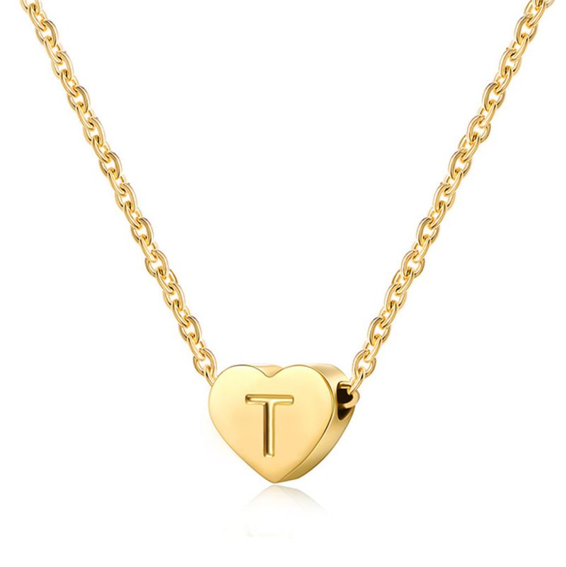 colar de aço titânio com 26 letras de amor em formato de coração_voghion.com