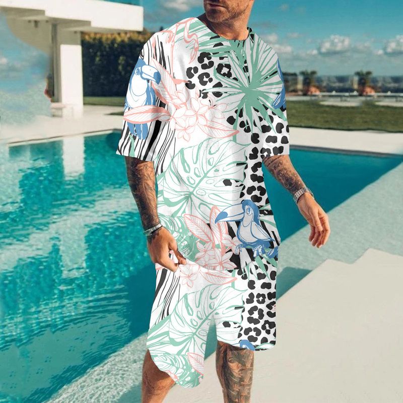 Ensemble 2 pièces ample et décontracté pour hommes, manches courtes et Short, vacances hawaïennes, à la mode et à la mode, 2023_voghion.com
