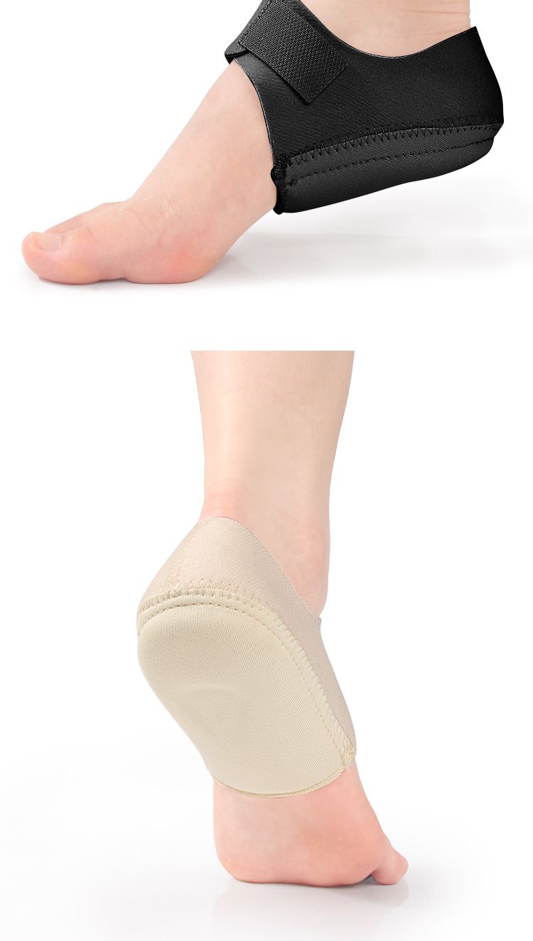 Calzini protettivi per talloni da uomo e da donna - Cuscinetto traspirante e confortevole per i piedi, per tutte le stagioni, design antiscivolo con cinturini regolabili (nero, beige)_voghion.com