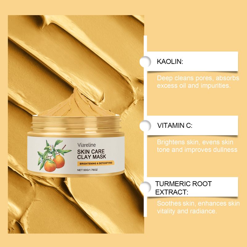 Viareline Vitamin C Deep Cleansing Mud Mask Gently Cleans, Hydrates And Moisturizes Facial Skin_voghion.com